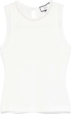 Nissa Top con perle sintetiche - Bianco