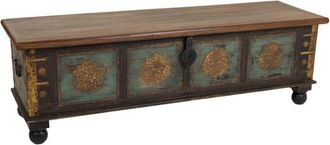 Wanderlust Deco Ba&uacute;l De Madera Tallada Acabado Artesanal 150x45x46h Cm