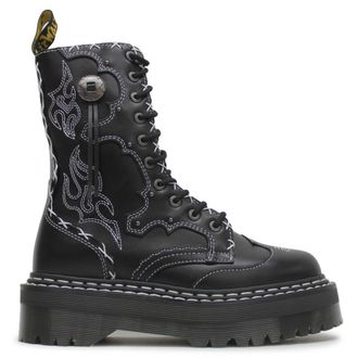 Dr. Martens Jadon Hi Strap Wanama Leather Unisex Ankle Boots - Black - Size:UK 6.5