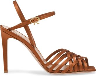 Gianvito Rossi Kerry Sandal in Brown Satin at Nordstrom, Size 40.5