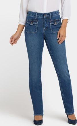 NYDJ Marilyn Flap Patch Pocket Straight Leg Jeans in Lake Notre Dame at Nordstrom, Size 14