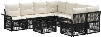 vidaXL Conjunto De Sof&aacute;s De Jard&iacute;n 9 Uds. Negro Rat&aacute;n Sint&eacute;tico Vidaxl