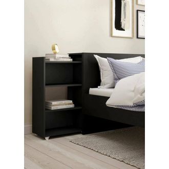 Dmora Dmora - Mesa De Noche Felicite, C&oacute;moda Baja, Mesilla De Noche, Estante De La Cama, 165x26 H80 Cm, Negro