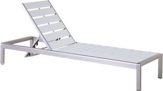 Beliani Beliani - Tumbona De Jard&iacute;n De Metal Blanco Crema Plateado Madera Pl&aacute;stica Respaldo Reclinable Nardo