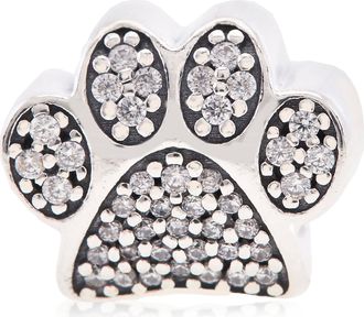 Pandora Paw Silver Charm With Cubic Zirconia