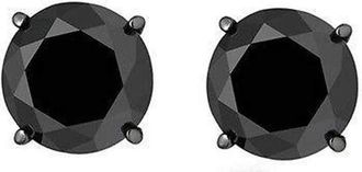 Pompeii3 2Ct Black Gold Round Black Diamond Push Back Studs Earrings 14k Gold