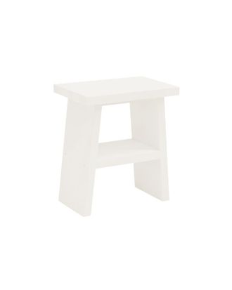 Deco Wood Mesita de noche o auxiliar madera maciza en tono blanco de 45x39cm