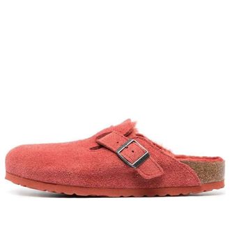 Birkenstock (WMNS) Birkenstock Boston Shearling Suede Leather Narrow Fit Sienna Red 1025669