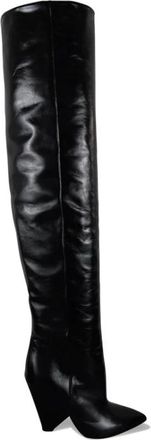 Saint Laurent Niki 105 Over-de-knie laarzen - Dames - Over de knie laarzen - Zwart - 36 EU - Leer - Schoenen