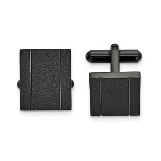Diamond2Deal Stainless Steel Polished Black IP-plated Laser cut Cufflinks