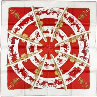 Herm&egrave;s Pre-owned Vintage Zijden Sjaal - Dames - Vintage Accessoires - Rood - ONE Size - Vintage