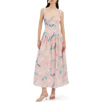 Bardot Cartia Print Midi Dress in Pink Floral at Nordstrom, Size 10