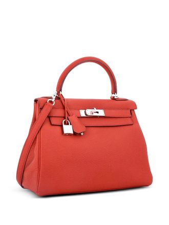 Herm&egrave;s Borsa a mano Kelly 28 in pelle Togo con dettagli in palladio - Rosso