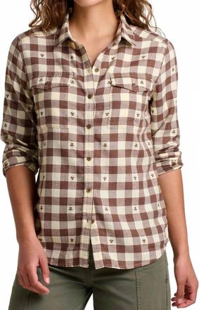 Toad & Co Re-Form Flannel Long Sleeve Shirt In Chestnut Dobby