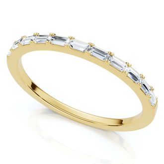 Pompeii3 Thin Baguette Diamond Stackable Womens Wedding Ring 14k Gold Lab Grown