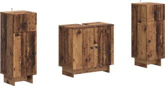 vidaXL Juego De Gabinete De Ba&ntilde;o De 2 Piezas Ede Madera Envejecida Vidaxl