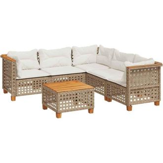 vidaXL Vidaxl - Set Divano da Giardino 6 pz con Cuscini Beige in Polyrattan