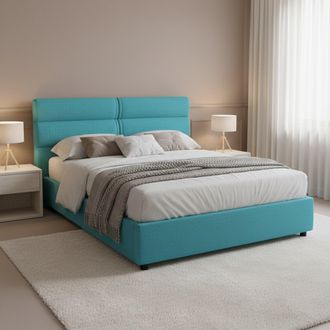 Dmora Cama De Plaza Y Media Brinzio, Colch&oacute;n Incluido, Desenfundable Hecho En Italia, Contenedor, Azul