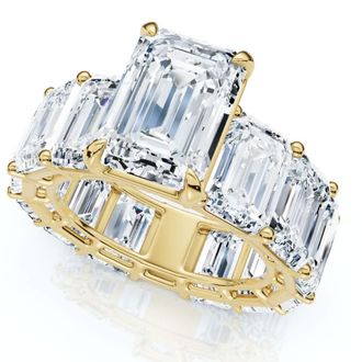 Pompeii3 Certified 15.50Ct Emerald Cut Diamond Engagement Ring 14k Gold Lab Grown