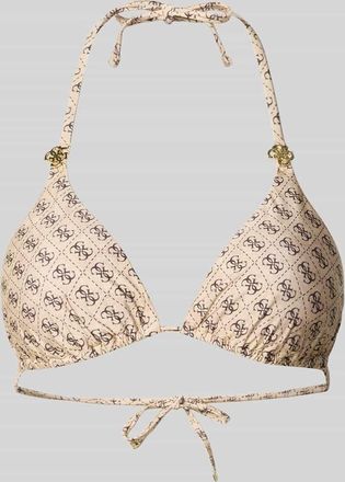 Guess Bikini-Oberteil mit Allover-Logo-Print in Beige, Gr&ouml;&szlig;e XL
