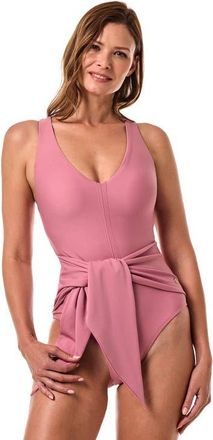 Coolibar Breakwater Wrap Swimsuit, UPF 50+ Sun Protection in Terracotta Rose at Nordstrom, Size X-Small