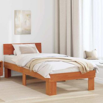 vidaXL Estructura De Cama Con Cabecera Marr&oacute;n Cera 100 X 200 Cm Vidaxl