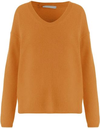 Allude V-Neck Trui - Dames - Cashmere truien - Oranje - XS - Kasjmier - Truien & Vesten