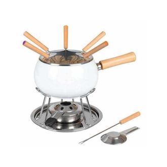 EVA Conjunto De 12 Piezas De Fondue Esmaltada Blanca Eva