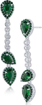 Kenneth Jay Lane Halo Cubic Zirconia Linear Drop Earrings in Green/Silver at Nordstrom Rack