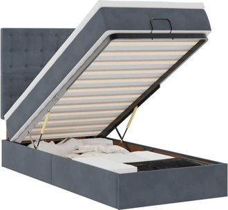 vidaXL Estructura Cama Otomana Colchones Terciopelo Gris Oscuro Vidaxl