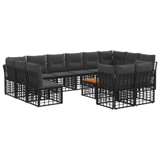 vidaXL Conjunto De Sof&aacute;s De Exterior 13 Pcs Negro Y Gris Oscuro Vidaxl