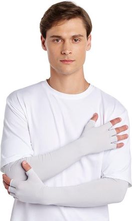 Coolibar Perpetua Long Fingerless UV Sun Gloves, UPF 50+ Sun Protection in Sleek Grey at Nordstrom, Size X-Small