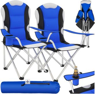 TecTake Set di 2 sedie da campeggio con portabicchieri e borsa blu