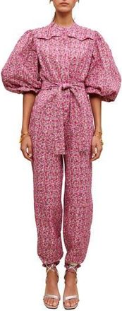 Maje Pyad Floral Print Jumpsuit in Imprime Fleurs Brodees Fuchsia at Nordstrom Rack, Size 2-4 Us / 36 Eu