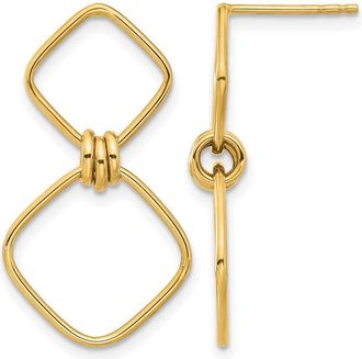 Diamond2Deal 14K Yellow Gold Square Shape Drop Dangle Earrings