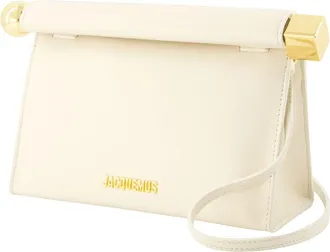 Jacquemus Womens Le Sac Rond Carre - Jacquemus Leather Ivory Lambskin Bags Handbags-Purses