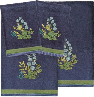 Linum Home Textiles 100% Turkish Cotton Botanica 4Pc Embellished Towel Set