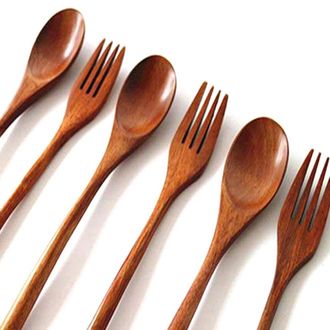 OEM Juego De 80 Piezas De Cucharas Y Tenedores Japoneses De Madera De 9 Pulgadas, Vajilla De Cocina De Madera Natural, Cubiertos De Madera