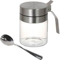 OEM Tarro Para Especias Con Cuchara, 300 Ml (10.1 Fl. Oz), Tarro De Vidrio Con Cuchara, Tapa Con Bot&oacute;n Pulsador, Recipiente Para Especias, Tarro De Almace