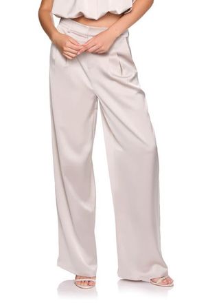 Susana Monaco Pleated Satin Pants in Sandstone at Nordstrom, Size 10