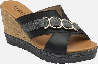 Lotus Womens Toscana Womens Wedge Sandals - Black - Size: 5