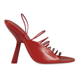Ferragamo High Heel Sandals, female, Red, Size: 5 1/2 US Elastic Leather Sandals Round Toeline Calf
