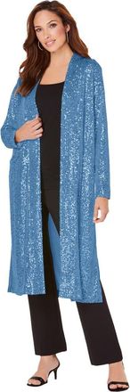 Roaman's Plus Size Sequin Duster in Dusty Indigo at Nordstrom, Size 12