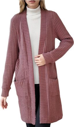 Generic Womens Long Ribbed Knit Open Front Cardigans with Pockets, Shawl Collar Long Sleeve Long Cardigans for Women UK Sweater Coat for Fall Winter Layering 