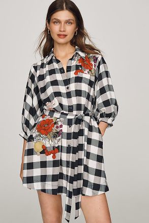 Maeve Mona Linen Blend Mini Shirtdress