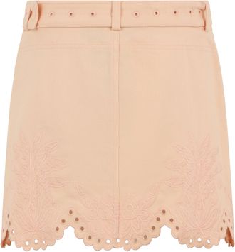 Farm Rio Womens Denim Mini Skirt Pink Cotton