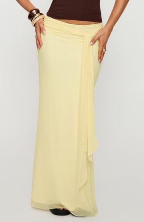 Princess Polly Caviar Tie Waist Maxi Skirt in Lemon at Nordstrom, Size 12