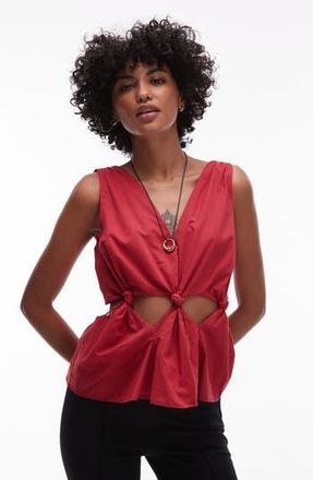 Topshop Knot Cutout Waist Cotton Tank in Red at Nordstrom Rack, Size 2 Us (Fits Like 0)