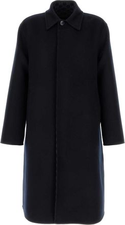 Gucci Navy Blue Wool Blend Coat