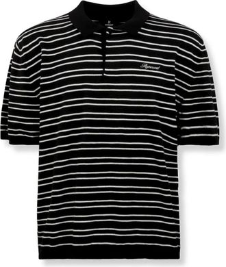 Represent California Gestreepte Gebreide Polo - Heren - Polos - Zwart - M - Katoen - Tops